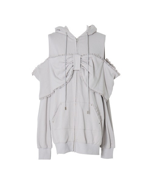 Ribbon shoulder zip hoodie oversize（パーカー）｜AVENCHUMU
