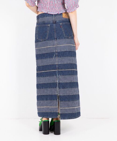 HYSTERIC ブルーデニムロングスカート HYSTERIC GLAMOUR（ヒステリックグラマー）の「USED加工デニム