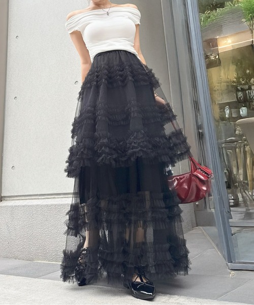 ★セール♪★BCBGMAXAZRIA チュールフリルガウン★ 日本製' チュール フリル ボリュームガウン chwj24s05