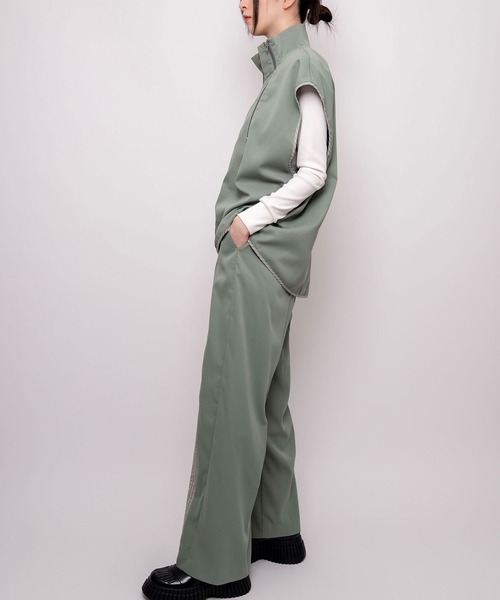 Nora Lily(ノラリリー)の「【Nora Lily】2 material Sleeve-Less Top(UNISEX)(ベスト・メンズ・ベージュ/ネイビー/ライトグリーン・FREE)」の12枚目の写真
