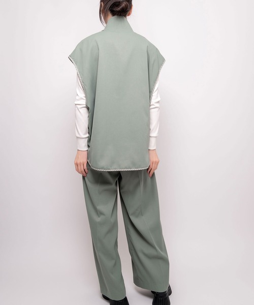 Nora Lily(ノラリリー)の「【Nora Lily】2 material Sleeve-Less Top(UNISEX)(ベスト・メンズ・ベージュ/ネイビー/ライトグリーン・FREE)」の13枚目の写真