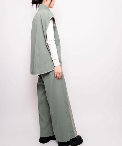 Nora Lily(ノラリリー)の「【Nora Lily】2 material Sleeve-Less Top(UNISEX)(ベスト・メンズ・ベージュ/ネイビー/ライトグリーン・FREE)」の14枚目の写真