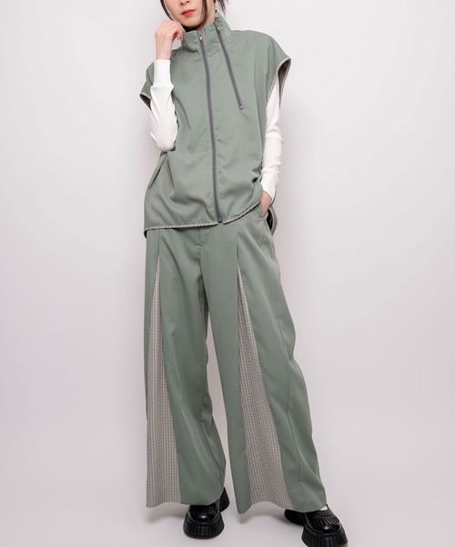 Nora Lily(ノラリリー)の「【Nora Lily】2 material Sleeve-Less Top(UNISEX)(ベスト・メンズ・ベージュ/ネイビー/ライトグリーン・FREE)」の15枚目の写真