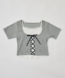 OLIVE des OLIVE | レースアップレイヤードトップス(Tシャツ/カットソー)