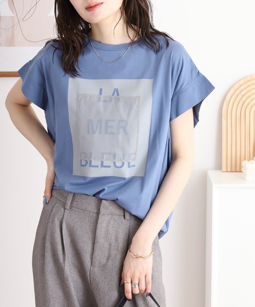 エグランティーヌ EGLANTINE ロゴ半袖Tシャツ【日本製】 （グレイッシュベージュ） エグランティーヌ EGLANTINE ロゴ半袖Tシャツ【日本製