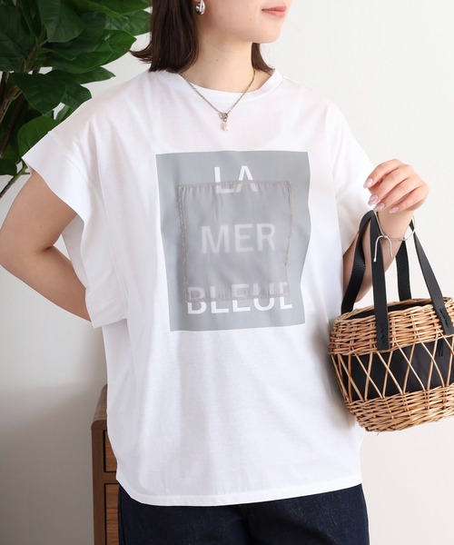 セール】EGLANTINE オーガンジー加工半袖ロゴカットソー（T