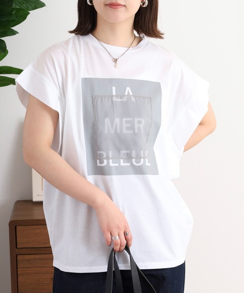 エグランティーヌ EGLANTINE jolieロゴプリント半袖Tシャツ【日本製】 （シルバーグレー） エグランティーヌ EGLANTINE jolieロゴプリント半袖Tシャツ