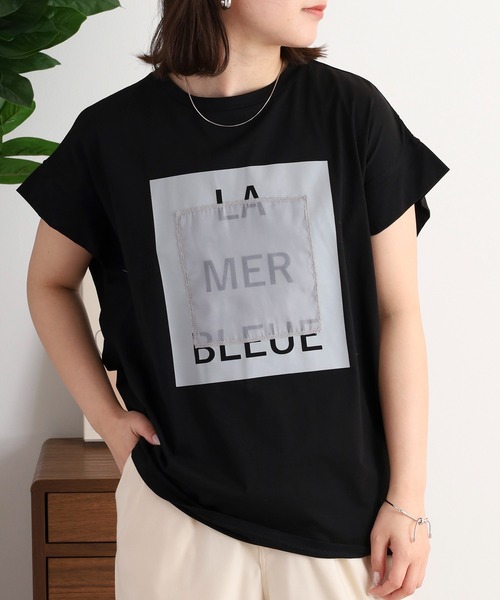 セール】EGLANTINE オーガンジー加工半袖ロゴカットソー（T