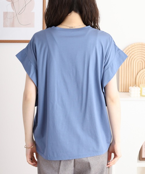 tシャツ EGLANTINE オーガンジー加工半袖ロゴカットソー レディース セール】EGLANTINE オーガンジー加工半袖ロゴカットソー（T