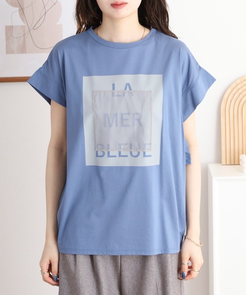 エグランティーヌ EGLANTINE ロゴスパンコール半袖カットソー （レンガ） エグランティーヌ EGLANTINE BLANC スパンコールロゴTシャツ