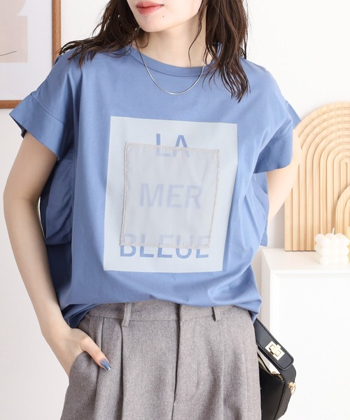 セール】EGLANTINE オーガンジー加工半袖ロゴカットソー（T