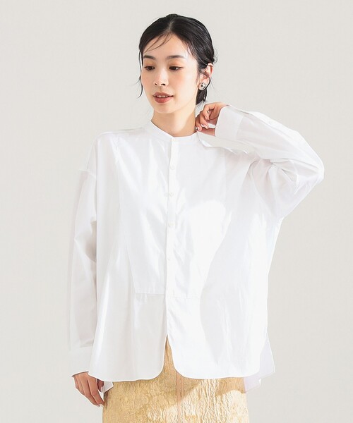 TICCA(ティッカ)の「【1/1値下げ】TICCA / ノーカラー ビブヨーク シャツ(シャツ/ブラウス・レディース・ホワイト/ライトブルー・ONE SIZE)」の6枚目の写真