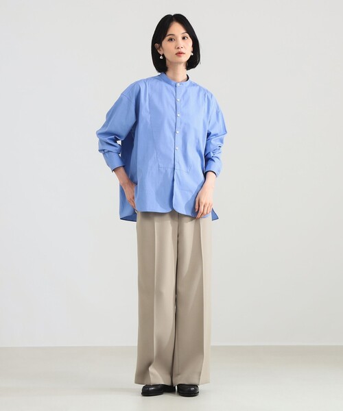 TICCAティッカ ノーカラービブヨークシャツ ブルー TICCA（ティッカ） ブラウス シャツ | ノーカラー ビブヨークシャツ