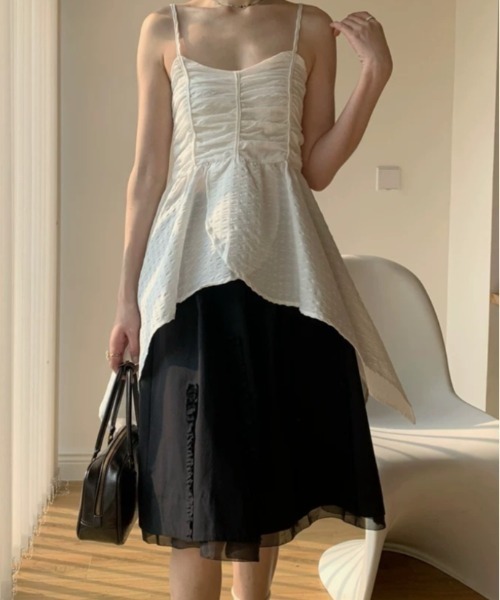 アシンメトリーギャザーキャミソール（キャミソール）｜Vipoa