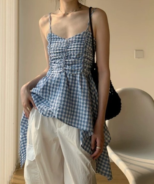 アシンメトリーギャザーキャミソール（キャミソール）｜Vipoa