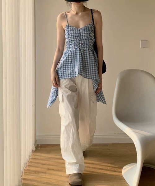 アシンメトリーギャザーキャミソール（キャミソール）｜Vipoa