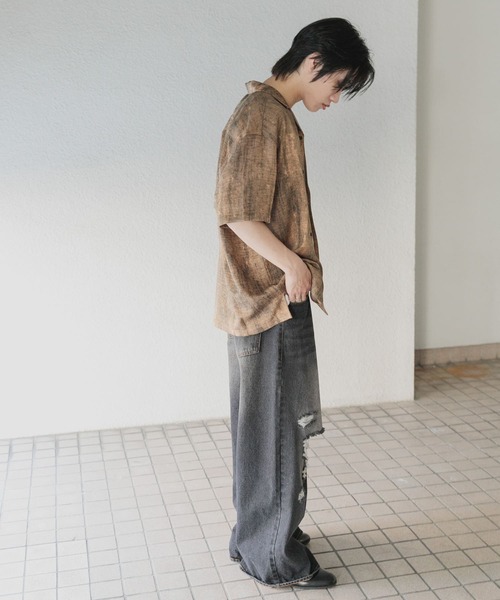 SENSE OF PLACE by URBAN RESEARCH（センスオブプレイスバイアーバンリサーチ）の「『ユニセックス』ダメージデニムワイドパンツ（デニムパンツ・メンズ・インディゴブルー/ブラック・MEDIUM/LARGE）」の20枚目の写真