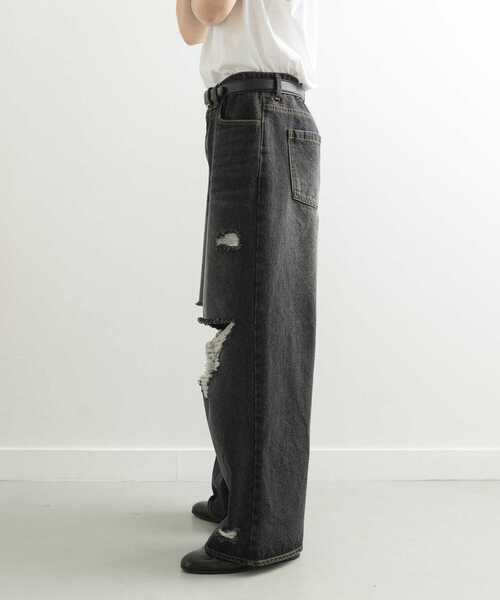 SENSE OF PLACE by URBAN RESEARCH（センスオブプレイスバイアーバンリサーチ）の「『ユニセックス』ダメージデニムワイドパンツ（デニムパンツ・メンズ・インディゴブルー/ブラック・MEDIUM/LARGE）」の22枚目の写真