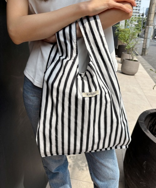 LOWO(ロワ)の「ドット ストライプ 2WAYトートバッグ エコバッグ(トートバッグ・レディース・ブラック系その他2/ブラック系その他/ホワイト系その他・-)」の10枚目の写真
