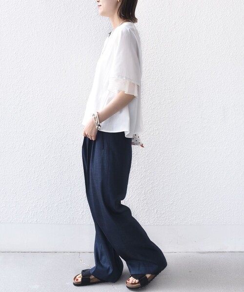 〈接触冷感/UVカット〉シアーオーガンジーコンビプルオーバー