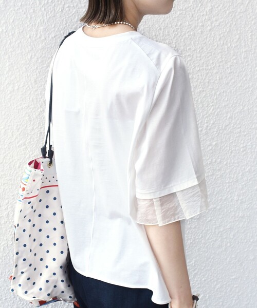 〈接触冷感/UVカット〉シアーオーガンジーコンビプルオーバー