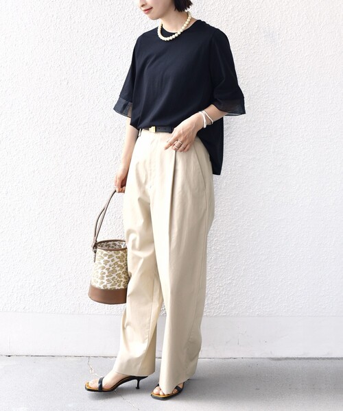 〈接触冷感/UVカット〉シアーオーガンジーコンビプルオーバー