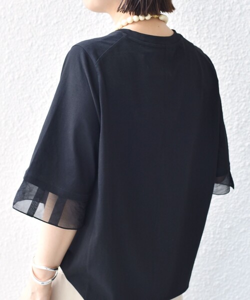SHIPS(シップス)の「【WEB限定】〈接触冷感 / UVカット〉シアー オーガンジー コンビ プルオーバー(Tシャツ/カットソー・レディース・ブラック/ホワイト/ブラウン/ライトブルー・ONE SIZE)」の21枚目の写真