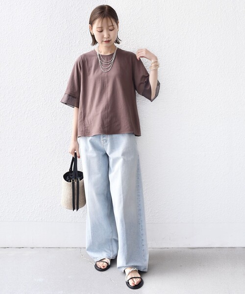 SHIPS for women / シップスウィメン 〈接触冷感 / UVカット〉シアー オーガンジー コンビ プルオーバー 接触冷感 / UVカット〉シアー オーガンジー コンビ プルオーバー