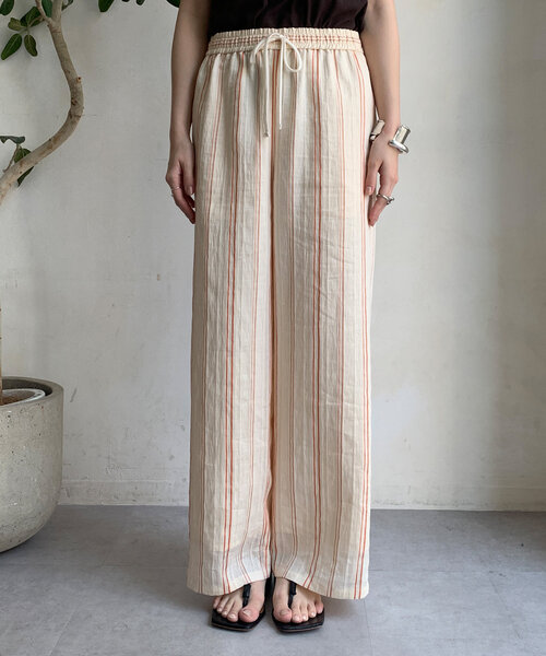 DouDou（ドゥドゥ）の「リネンレーヨンストライプパンツ（その他パンツ・レディース・ベージュ・FREE/TM）」の14枚目の写真