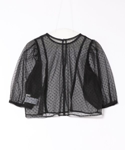 DISCOAT（ディスコート）の「WEB限定チュールボリュームスリーブブラウス（シャツ/ブラウス・レディース・オフホワイト/ブラック・FREE）」の3枚目の写真