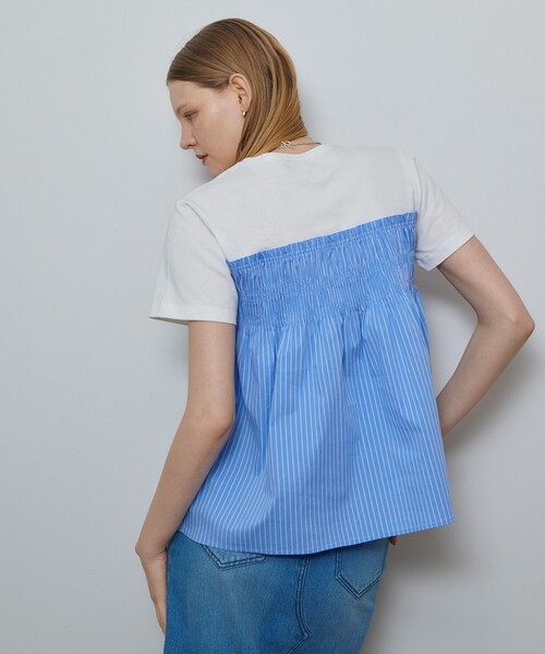 allureville(アルアバイル)の「シャーリングビスチェコンビTシャツ(Tシャツ/カットソー・レディース・オフホワイト/ブルー/ブラック・2)」の9枚目の写真