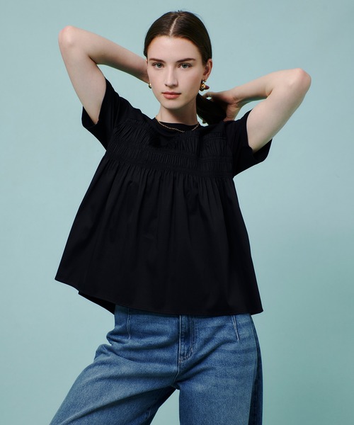 allureville(アルアバイル)の「シャーリングビスチェコンビTシャツ(Tシャツ/カットソー・レディース・オフホワイト/ブルー/ブラック・2)」の2枚目の写真