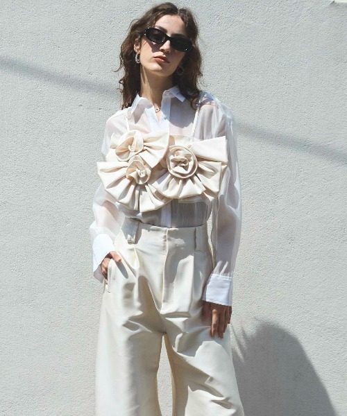 MAISON SPECIAL（メゾンスペシャル）の「Rose Ribbon Motif Bustier/ローズリボンモチーフビスチェ■セットアップ対応■（ベスト・レディース・ブラック/アイボリー・FREE）」の6枚目の写真