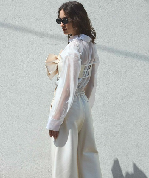 MAISON SPECIAL（メゾンスペシャル）の「Rose Ribbon Motif Bustier/ローズリボンモチーフビスチェ■セットアップ対応■（ベスト・レディース・ブラック/アイボリー・FREE）」の8枚目の写真