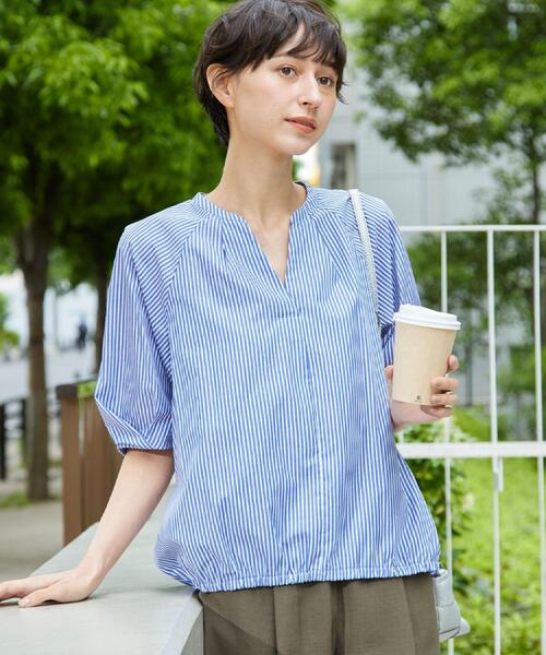 セール】【洗える・4サイズ展開】パフスリーブ五分袖ブラウス（XS～L