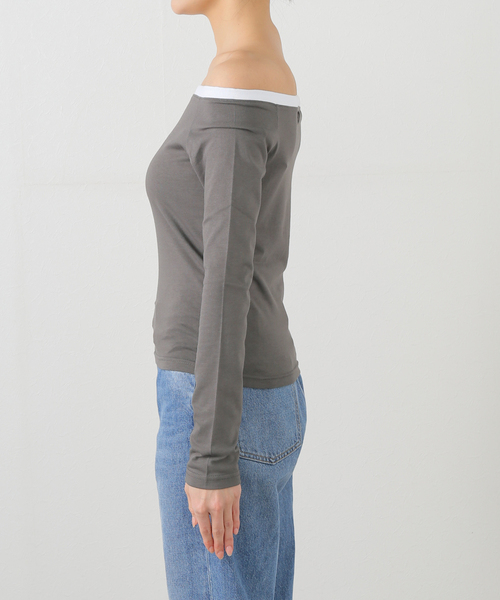 Rest&Recreation(レストアンドレクリエーション)の「【Rest&Recreation/レストアンドレクリエーション】OFF-SHOULDER TOP(Tシャツ/カットソー・レディース・ブラック/ブルー系その他/ホワイト・FREE)」の15枚目の写真