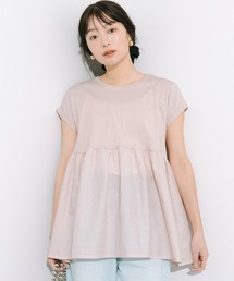 クルーネックドッキングギャザートップス