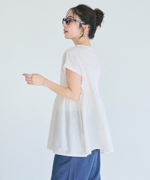 coca(coca)(コカ)の「クルーネックドッキングギャザートップス(Tシャツ/カットソー・レディース・その他1/ブラック/ライトピンク/ホワイト・S/M/L)」の11枚目の写真