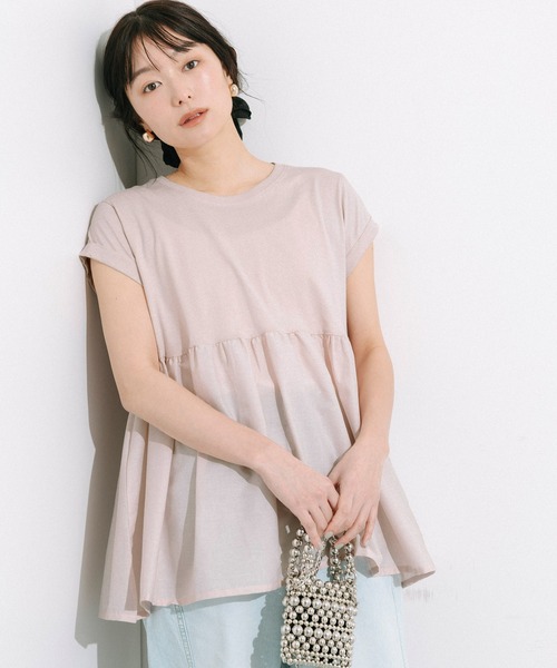 coca(coca)(コカ)の「クルーネックドッキングギャザートップス(Tシャツ/カットソー・レディース・その他1/ブラック/ライトピンク/ホワイト・S/M/L)」の19枚目の写真