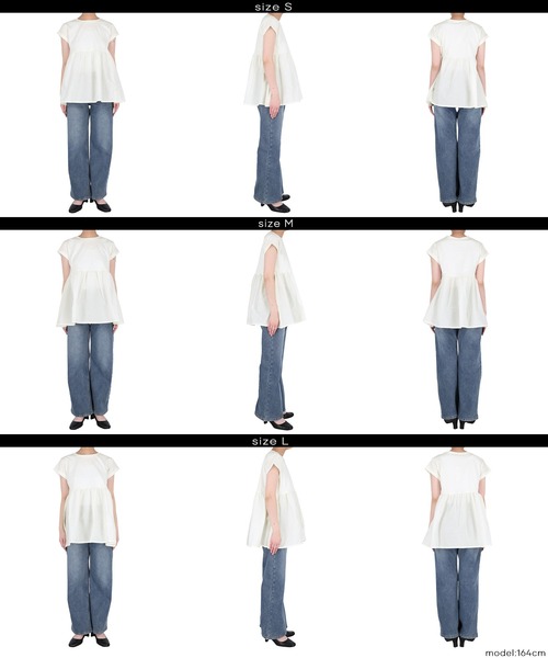 coca(coca)(コカ)の「クルーネックドッキングギャザートップス(Tシャツ/カットソー・レディース・その他1/ブラック/ライトピンク/ホワイト・S/M/L)」の21枚目の写真