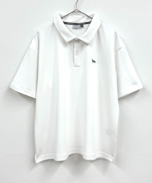 T-MAC ワンポイント刺繍 オーバーサイズ半袖ポロシャツ FOX刺繍