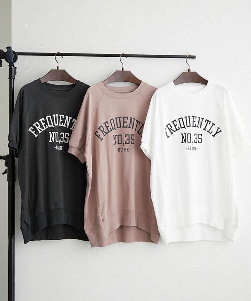 continuer de NICE CLAUP（コンティニューデナイスクラップ）の「大人ロゴT（Tシャツ/カットソー・レディース・モカ/スミクロ/オフホワイト・FREE）」の3枚目の写真