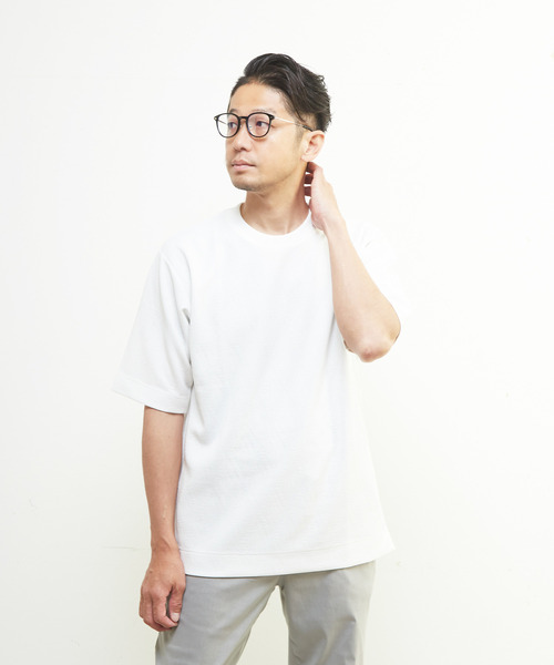 MEN'S MELROSE(メンズメルローズ)の「ライトブリスターTシャツ(Tシャツ/カットソー・メンズ・チャコールグレー/ホワイト/グレイッシュベージュ・3/2/4)」の2枚目の写真