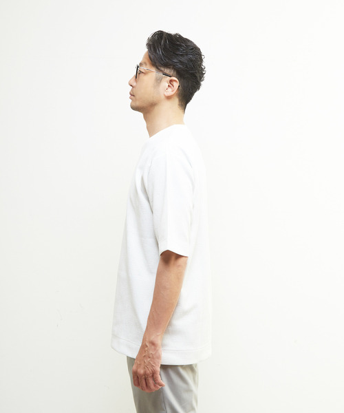 MEN'S MELROSE(メンズメルローズ)の「ライトブリスターTシャツ(Tシャツ/カットソー・メンズ・チャコールグレー/ホワイト/グレイッシュベージュ・3/2/4)」の4枚目の写真