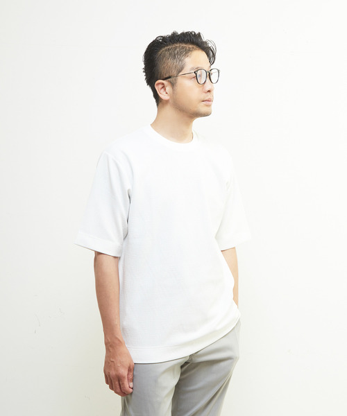 MEN'S MELROSE(メンズメルローズ)の「ライトブリスターTシャツ(Tシャツ/カットソー・メンズ・チャコールグレー/ホワイト/グレイッシュベージュ・3/2/4)」の9枚目の写真