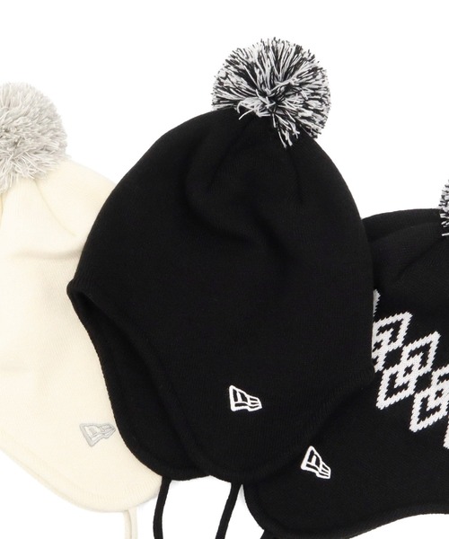ニューエラ ポンポン付きニット帽 イヤーフラップ（ニットキャップ