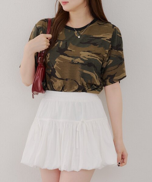 continuer de NICE CLAUP(コンティニューデナイスクラップ)の「迷彩柄Tシャツ(Tシャツ/カットソー・レディース・グリーン系その他・FREE)」の2枚目の写真