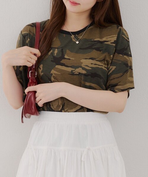 continuer de NICE CLAUP(コンティニューデナイスクラップ)の「迷彩柄Tシャツ(Tシャツ/カットソー・レディース・グリーン系その他・FREE)」の6枚目の写真