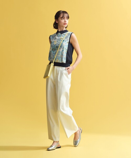 MACKINTOSH PHILOSOPHY（ﾏｯｷﾝﾄｯｼｭ ﾌｨﾛｿﾌｨｰ）の「リバティコンビノースリーブポロニット（ニット/セーター・レディース・グリーン/ライトブルー・36/38）」の3枚目の写真