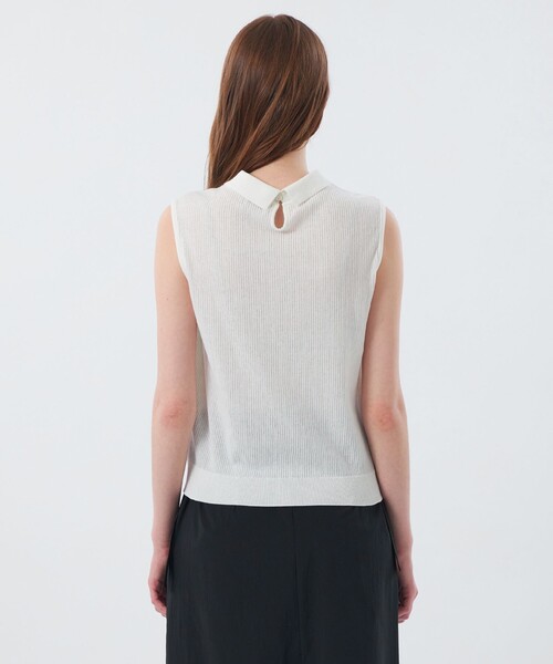 MACKINTOSH PHILOSOPHY（ﾏｯｷﾝﾄｯｼｭ ﾌｨﾛｿﾌｨｰ）の「リバティコンビノースリーブポロニット（ニット/セーター・レディース・グリーン/ライトブルー・36/38）」の8枚目の写真